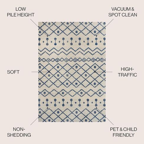 JONATHAN Y MOH208B-8 Aksil Moroccan Beni Souk Indoor Farmhouse Area-Rug Bohemian Minimalistic Geometric Easy-Cleaning Bedroom Kitchen Living Room Non Shedding, 8 ft x 10 ft, Cream/Gray in Saudi Arabia