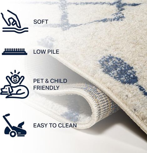 JONATHAN Y MOH208B-8 Aksil Moroccan Beni Souk Indoor Farmhouse Area-Rug Bohemian Minimalistic Geometric Easy-Cleaning Bedroom Kitchen Living Room Non Shedding, 8 ft x 10 ft, Cream/Gray in Saudi Arabia