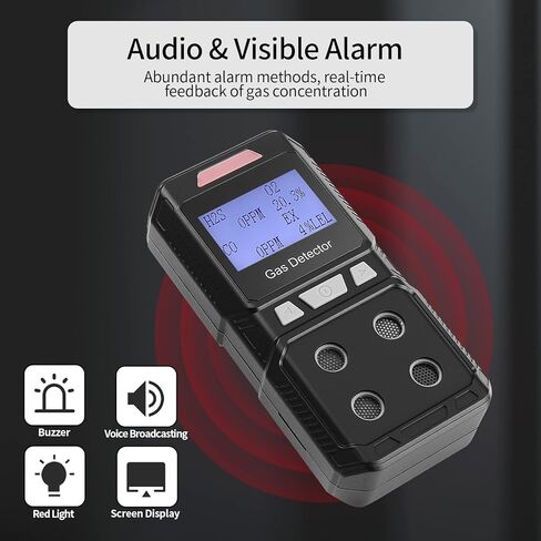 كاشف تسرب الغاز المحمول من Seesi، جهاز محمول للغاز الطبيعي يعمل بالبطارية عالية الحساسية، يحدد موقع الغاز القابل للاحتراق مثل غاز البترول المسال والغاز الطبيعي المسال وغاز الميثان والبيوتان (كاشف غاز 4 في 1) in Kuwait