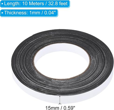 PATIKIL 32.8ft/10m Weather Stripping Door Seal Strip, 2 Roll EVA Foam Seal Tape Self Adhesive Strip 15mm Wide 1mm Thick for Door Window Insulation in Saudi Arabia