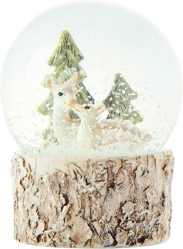 The Bridge Collection Mini Woodland in Woods Snow Globe - Winter Water Globe Forest Scene with Mama and Baby Deer in Saudi Arabia