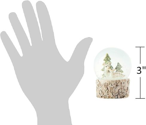 The Bridge Collection Mini Woodland in Woods Snow Globe - Winter Water Globe Forest Scene with Mama and Baby Deer in Saudi Arabia