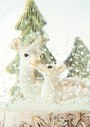 The Bridge Collection Mini Woodland in Woods Snow Globe - Winter Water Globe Forest Scene with Mama and Baby Deer in Saudi Arabia