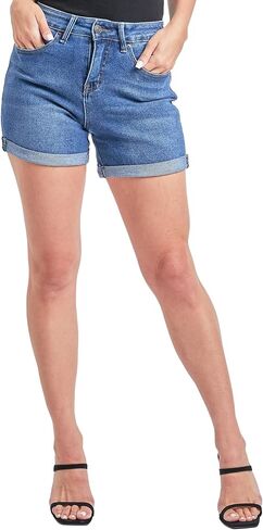 Women's Vintage High Rise Rolled Cuff Shorts with Lycra in Kuwait