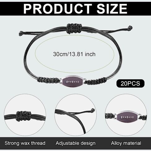 20pcs Adjustable Sport Bracelets, Sports Party Favors Bracelets Sports Charm Bracelets Inspirational Tennis Ball Basketball Football Baseball Bracelets for Sports Gifts in Saudi Arabia