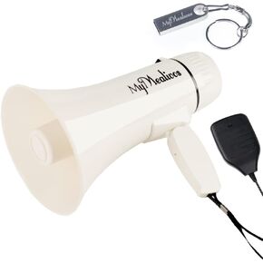 MyMealivos 35 Watt Power Portable Megaphone Speaker PA Bullhorn with Detachable Handheld Microphone, Built-in Siren, USB Flash Drive & 240S Recording (Black)