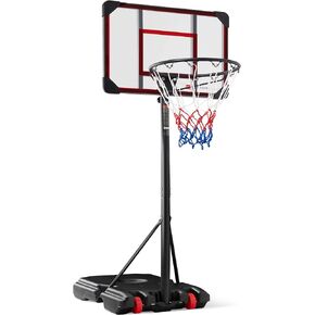 Best Choice Products Kids Height-Adjustable Basketball Hoop System, Portable Game w/ 2 Wheels, Square Backboard, Fillable Base, Weather-Resistant, Nylon Net, Adjusts from 70.5in to 82.3in