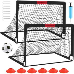 Kids Soccer Goals for Backyard Set - 2 of 4' x 3' Portable Soccer Goal Training Equipment, Pop Up Toddler Soccer Net with Soccer Ball, Soccer Set for Kids and Youth Games, Sports