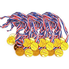 KISEER 40 Pieces Plastic Gold Winner Award Medals Bulk for Sports, Games Competitions, Party Favors and Decorations