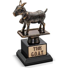 Flexzion The Goat Trophy - G.O.A.T Greatest of All Time Funny Trophy for Adults, Laser Engraved Award with Goat Statue, Unique Recognition Gift Plaque for Your Employee, Teacher, Boss, Friend, & More