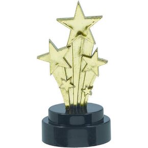 Mini Hollywood Trophy - 4 (6 Count) - Black & Gold Plastic Movie Award Statuettes For Parties & Award Ceremonies