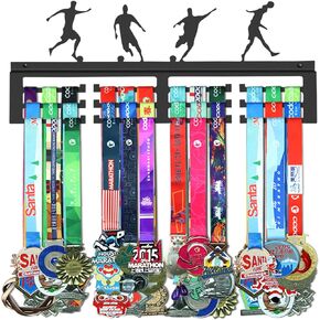 GENOVESE Soccer Medal Hanger Display Rack,Awards Holder,Sturdy Black Steel Metal,Wall Mount Over 50 Medals Easy to Install
