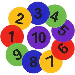 TuXHui Numbered Spot Markers 9inch Poly Spots Floor Markers Floor Dots Flat Cones Agility Dots for Kids Soccer Basketball Sports Speed Agility Training, Preschool Classroom Activities