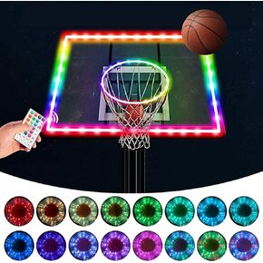 LED Basketball Hoop Light Rim and Backboard, Remote Control Basketball Rim Light with 16 Colors 7 Flashing Mode for Playing Basketball in The Dark (Rim and Backboard not Included)