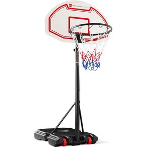 Best Choice Products Kids Height-Adjustable Basketball Hoop, Portable Backboard System w/ 2 Wheels, Fillable Base, Weather-Resistant, Nylon Net, Adjusts from 70.5in to 82.3in