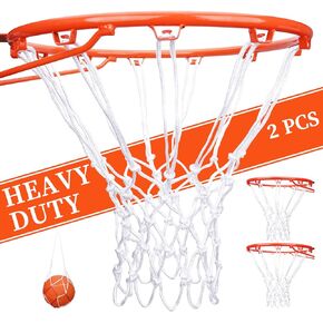 [2 Packs] Sieqioor Professional Basketball Net Replacement Heavy Duty, Durable Basketball Nets in All Weather Anti Whip, Fits Standard Indoor Outdoor Rims 12 Loops (White) with Basketball net Bag