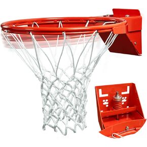 Professional Basketball Rim, Heavy Duty 18 Inch Basketball Rim Replacement with Nylon Net Indoor and Outdoor, Standard Goal Reinforced Mounting Bracket Fit 5"x5",5"x4",5"x3",4"x3" Backboards