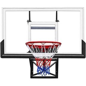54-Inch Wall Mounted Backboard and Rim Combo Basketball Hoop with Polycarbonate Backboard Adjustable Height