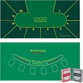 Poker Table Topper Blackjack Set – play Casino Games using the Texas Holdem Poker Set on Green Table Cloth or Black Jack Set on Green Felt Table Mat in Saudi Arabia