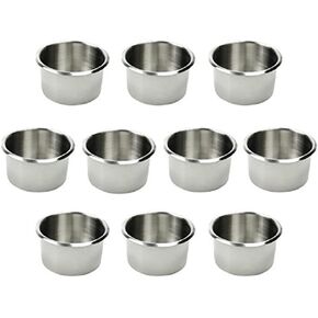 Game Table Cup Holder Insert - 10 Stainless Steel Drop in Large Drink Cup Holders,Boat Poker Table Replacement Cups Accessories