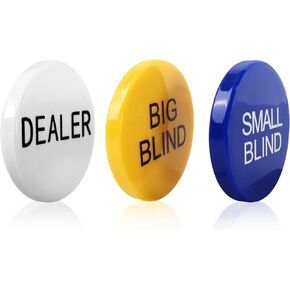 GSE Small Blind, Big Blind, Dealer Puck Buttons - Set of 3 Professional Casino Texas Hold‘em Poker Dealer Accessory