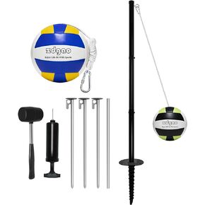 Portable Tetherball Set with Tetherball Ball, Rope and Pole, Heavy Duty Tetherball Pole Set for Family Fun, Outdoor Game Fun for Backyard, Lawn, Sand and Beach