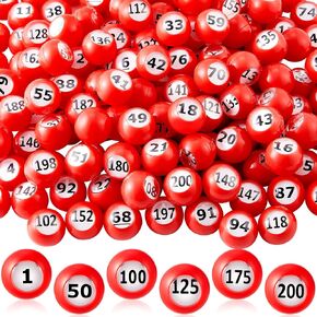 200 قطعة من كرات السحب بأرقام 1-200 كرة بنغو فقط مع نافذة سهلة القراءة، كرات بنغو ذات أرقام صغيرة، ألعاب كرات بلاستيكية مرقمة صغيرة للعب ليلاً، واليانصيب، وأنشطة المجموعات الكبيرة، باللون الأحمر