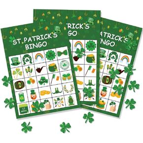 St. Patrick's Day Shamrock Irish Bingo Game - Green Party Supplies 24 Player