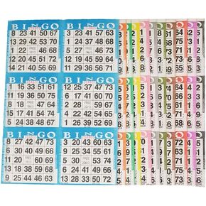 Bingo Paper Game Cards – 6 Card – 10 Bingo Sheets – 100 Books – 10 Colors, Made in USA