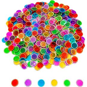 JUNWRROW 500 Pieces 6 Color Magnetic Transparent Bingo Counting Chips with Metal Edge