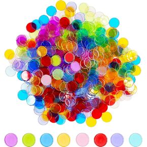 Hebayy 250 Transparent 8 Color Clear Bingo Counting Chip Plastic Markers (Each Measures 3/4 inch in Diameter) in Saudi Arabia