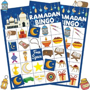 ألعاب رمضان للأطفال نشاط رمضان لعبة رمضان مبارك بينجو 24 لاعبًا بطاقات بينجو رمضان للأطفال رمضان مبارك لوازم الحفلات ديكورات مفضلة