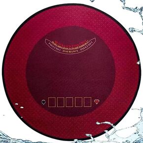 BALIKEN Round 58'' x 58'' Texas Hold'em and Blackjack Table Felt, Portable Foldable Poker Games Round Mat