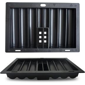 Yuanhe Poker Chip Tray Rack - صينية رقائق طاولة بوكر كازينو البلاك جاك مع فتحتين للبطاقات، سعة 350 شريحة