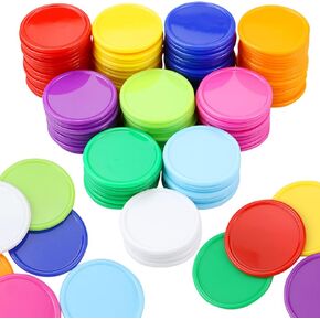 500 Pieces Plastic Poker Chips, Poker Card Game Chips Bulk, Counting Discs Markers for Learning Math Counting, Game Play, 37mm/10 Colors