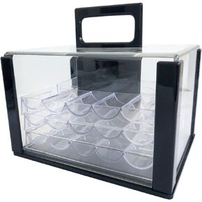 Yuanhe Deluxe Acrylic Poker Chip Case Poker Chip Carrier(600 Chips Capacity)-With 6 Chip Racks/Chip Trays