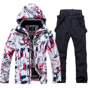 بدلة ثلج شتوية للرجال من WOWULOVELY مقاومة للماء وسترة جبلية مقاومة للرياح وبنطلون بدلة تزلج معزولة للتزلج على الجليد in Kuwait