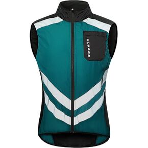 WOSAWE Men's High Visibility Cycling Wind Vest Sleeveless Reflective Bicycle Gilet