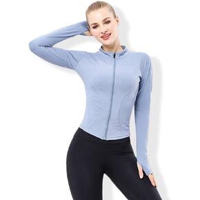 Women's Running Track Jacket, Women's Workout Yoga Jacket Long Sleeve Slim Fit Yoga Sports Running Tops with Full Zip