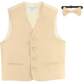 BOY'S Dress Vest & BOW Tie Solid LIGHT BROWN Color BowTie Set