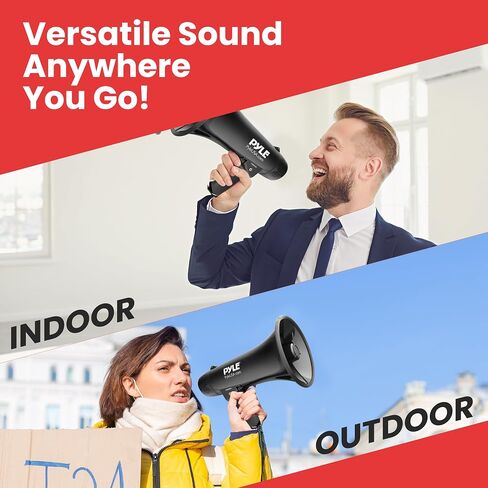 Pyle Portable Megaphone Speaker PA Bullhorn - Built-in Siren, 40W Adjustable Vol Control & 1000 Yard Range, Ideal for Any Outdoor Sports, Cheerleading Fans Coaches & Safety Drills, Black - PMP43IN in Saudi Arabia