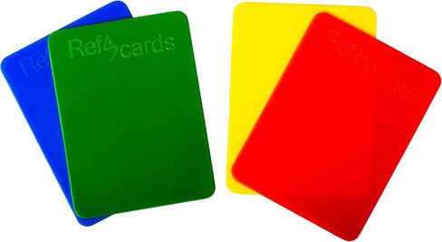 RefStuff RefScards Soccer Referee بطاقات حمراء وصفراء تحذير وبطاقات طرد (حزمة من 4 بوصات باللونين الأزرق والأخضر) in Kuwait