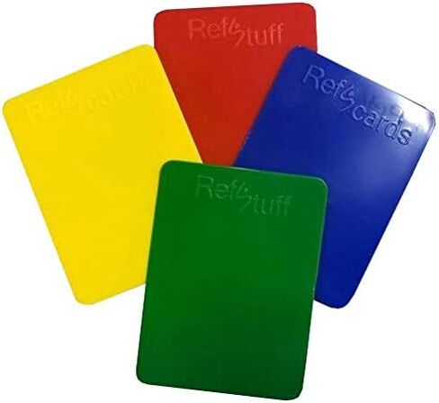RefStuff RefScards Soccer Referee بطاقات حمراء وصفراء تحذير وبطاقات طرد (حزمة من 4 بوصات باللونين الأزرق والأخضر) in Kuwait