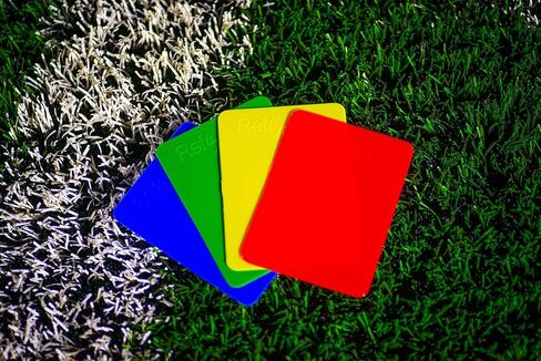 RefStuff RefScards Soccer Referee بطاقات حمراء وصفراء تحذير وبطاقات طرد (حزمة من 4 بوصات باللونين الأزرق والأخضر) in Kuwait