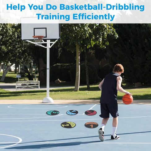 CDOKY 10 PCS Basketball Spot Markers, Multi-Colored Anti-Slip Sports Training Markers, 9 Inches Basketball Training Markers, Round Flat Floor Markers with Number Dots for Teaching & Training in Saudi Arabia