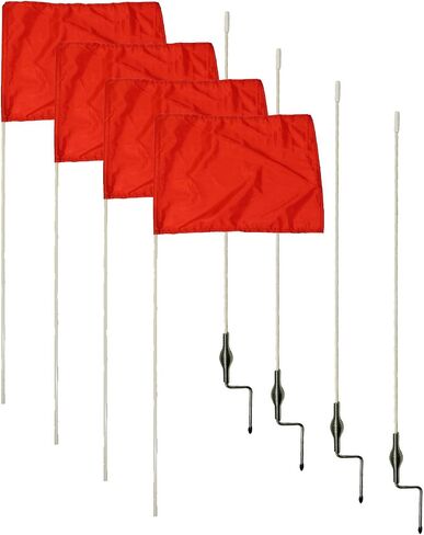 Get Out! Soccer Corner Flags Set of 4-60 Inch Training Agility Poles - Large 13 x 10 Inch Soccer Practice Flags - Spring Mounted Spike Anchored Corner Flag Poles for Outdoor Grass Fields in Saudi Arabia