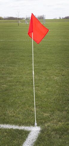 Get Out! Soccer Corner Flags Set of 4-60 Inch Training Agility Poles - Large 13 x 10 Inch Soccer Practice Flags - Spring Mounted Spike Anchored Corner Flag Poles for Outdoor Grass Fields in Saudi Arabia