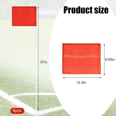 أعلام ركن كرة القدم SAWHOX، مجموعة من 10 أعلام زاوية لملعب كرة القدم مقاس 67 بوصة وأعمدة خفة الحركة لكرة القدم والرجبي والهوكي الميداني in Kuwait