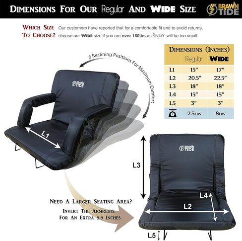 مقعد استاد براونتايد مع دعم للظهر - وسادة مريحة، بطانة سميكة، خطافان فولاذيان للمبيض، 4 جيوب، حاملي أكواب، ظهر متكئ، كرسي مثالي للأحداث الرياضية والشواطئ والتخييم والحفلات الموسيقية in Kuwait