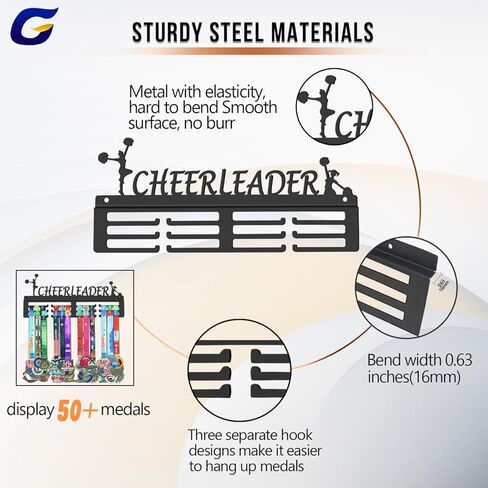 إطار حامل ميدالية Cheerleader، إطار حامل شماعات، معدن فولاذي قوي أسود، مثبت على الحائط أكثر من 50 ميدالية in Kuwait